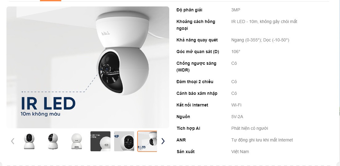 Thông số camera